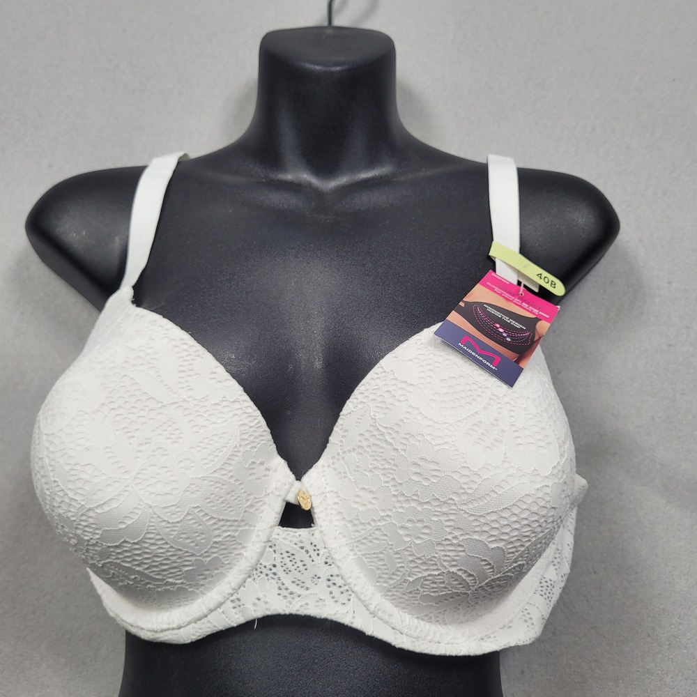 Maidenform Custom Lift White Lace Push Up Bra DM2423 40B